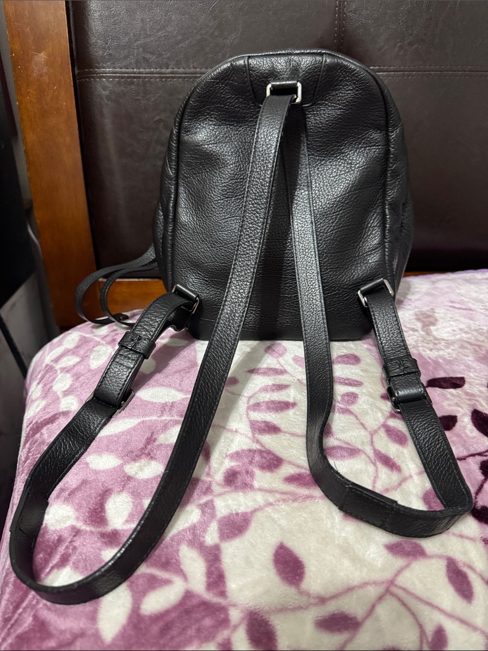 Furla Black Pebbled Leather Mini Backpack with Silver Studs - Picture 2 of 15